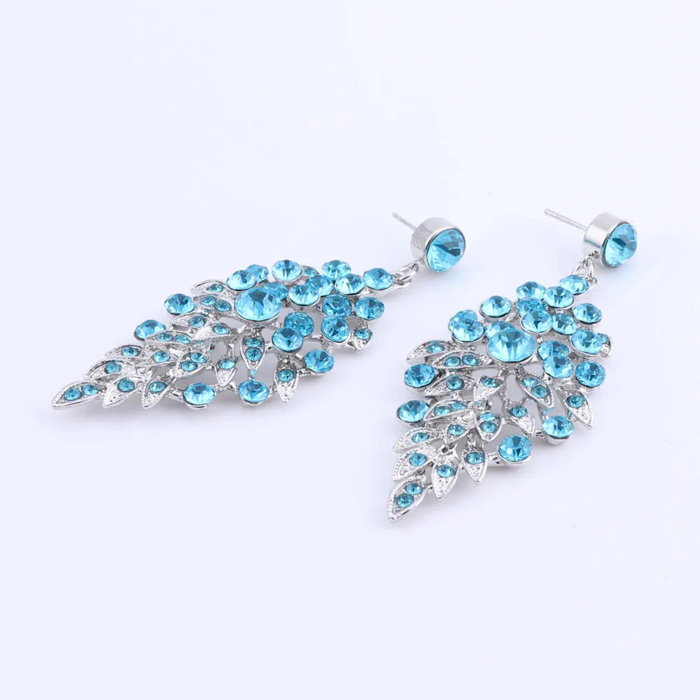 Ouhe Women's Crystal Rhinestone Bridal Jewelry And Earrings Set