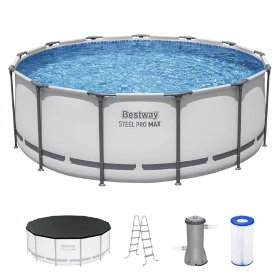 Steel Pro MAX Above Ground Pool With Pump Ladder Cover