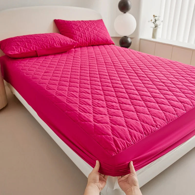 Waterproof Quilted Mattress Protector Anti Dust Mite Air Permeable