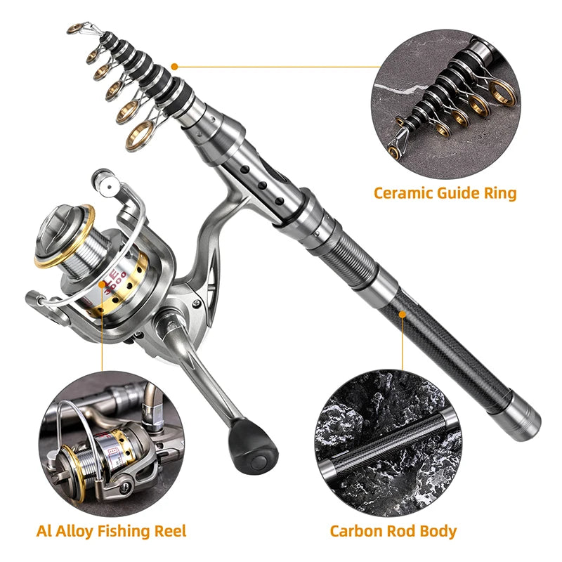 Telescopic Fishing Rod And Reel Kit With Lures And Accessories