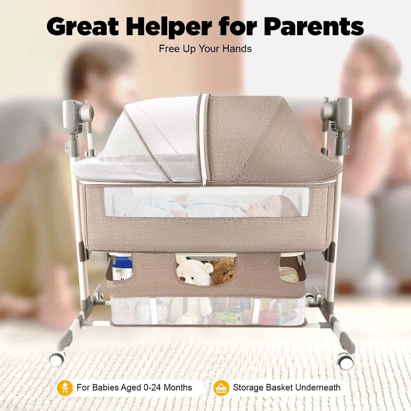 Smart Electric Baby Bassinet Bedside Sleeper With Music Automatic Cradle