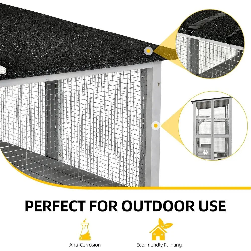 Outdoor Cat Enclosure Catio Walk In Cage With Platforms For Cats