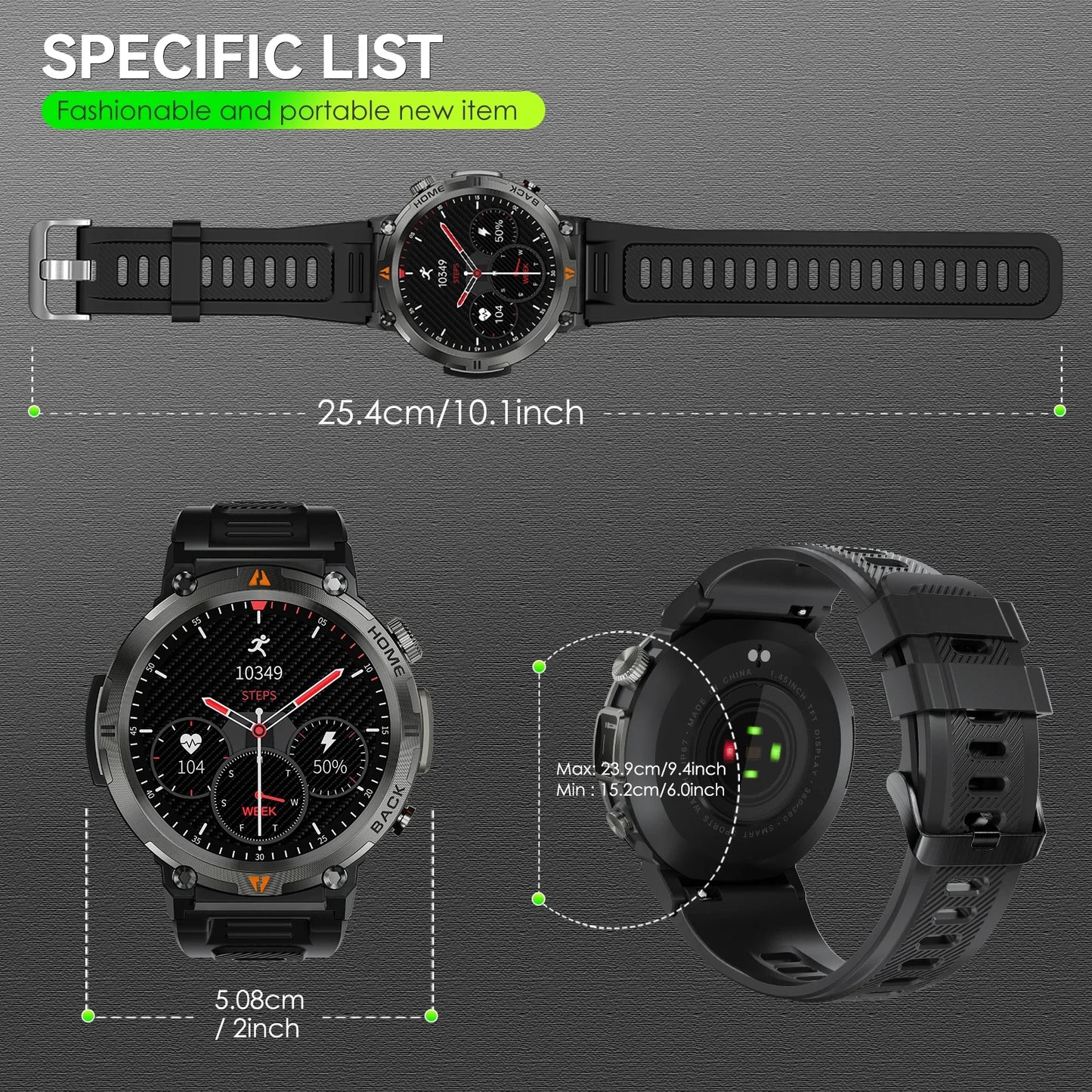 EIGIIS KE3 Bluetooth Smartwatch For Men Health Monitor