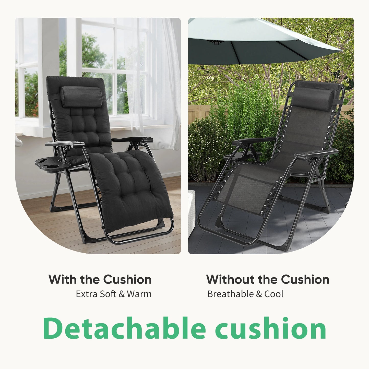 JHK Zero Gravity Two Pack Portable Recliners for Outdoor Patio