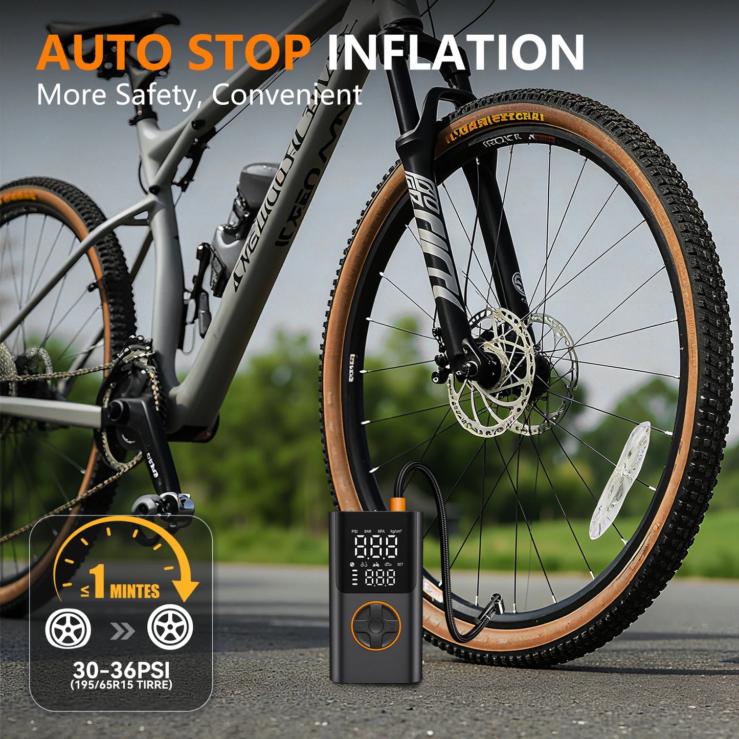 Wireless Air Pump 150 PSI Portable Tire Inflator With USB