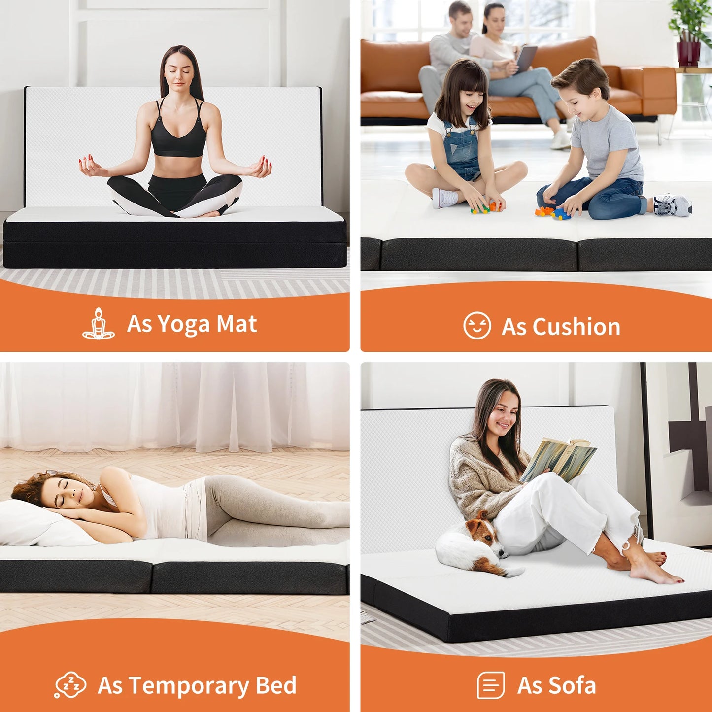 JHK Tri-Fold Memory Foam Mattress With Collapsible Washable Cover