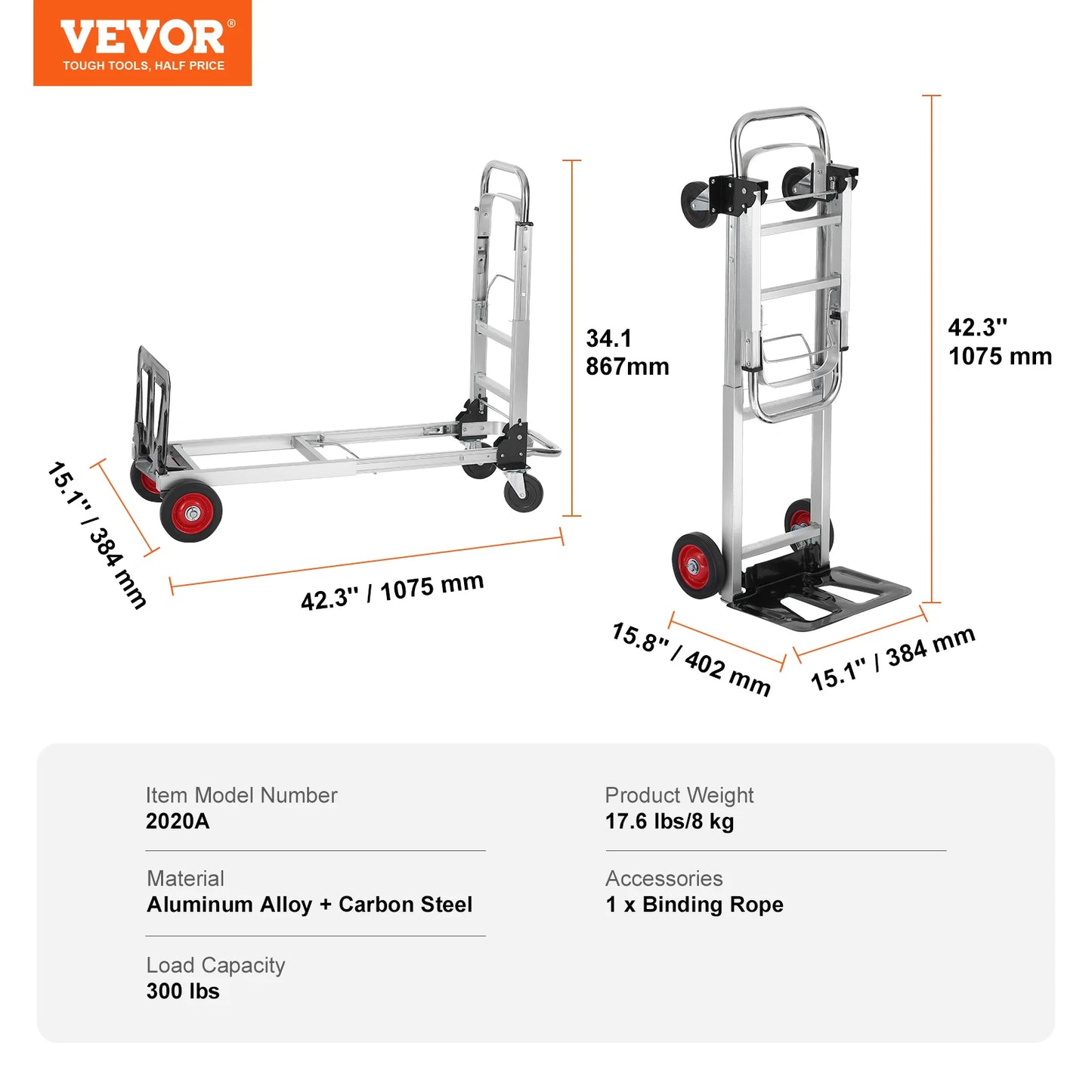 SucceBuy 400 Lb Folding Hand Truck Dolly With Wheels