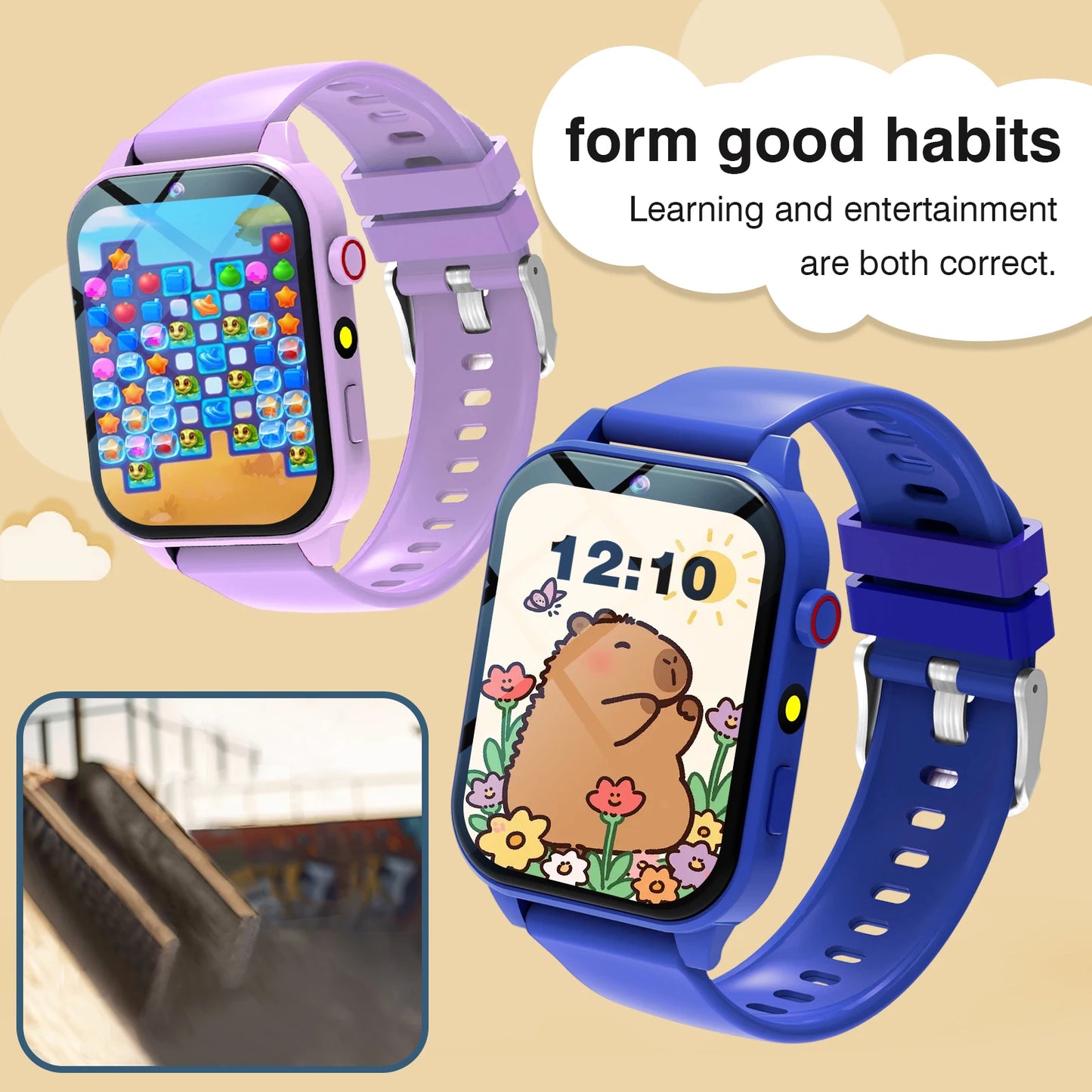 Odelettevcy Kids Smart Watch With 18 Games Camera Waterproof