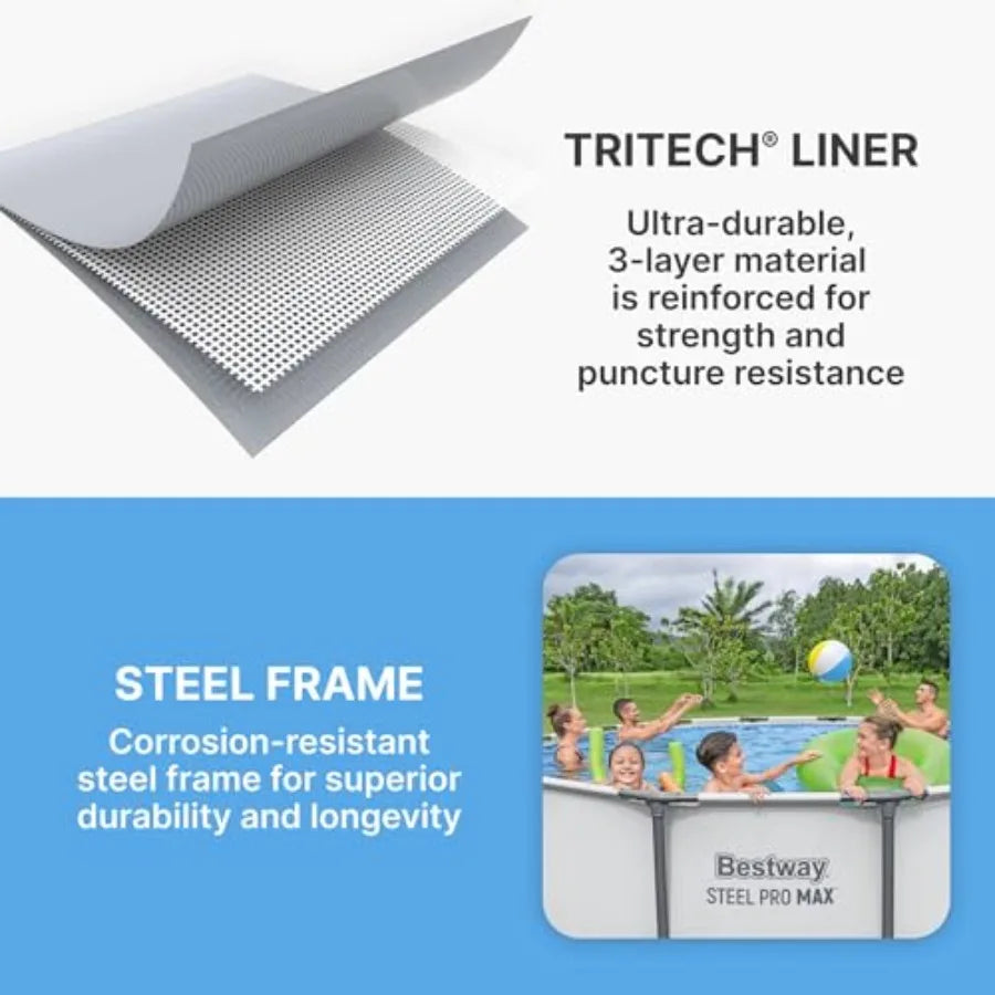 Steel Pro MAX Above Ground Pool With Pump Ladder Cover