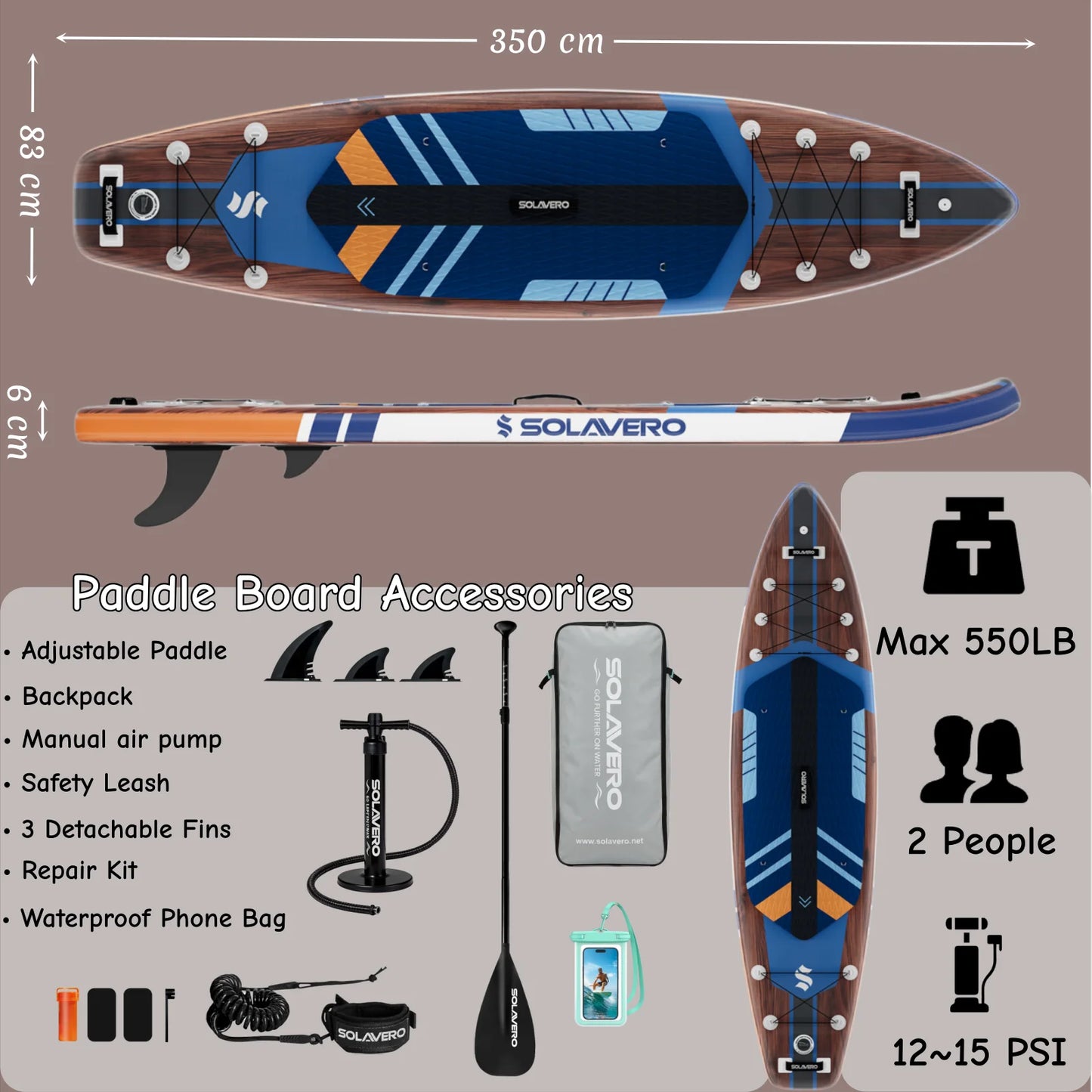 Inflatable Stand Up Paddle Board Non Slip EVA Deck With Premium Accessories