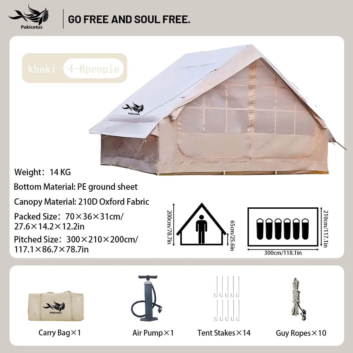 Inflatable Quick Setup Camping Tent Waterproof Family Portable Air Tent