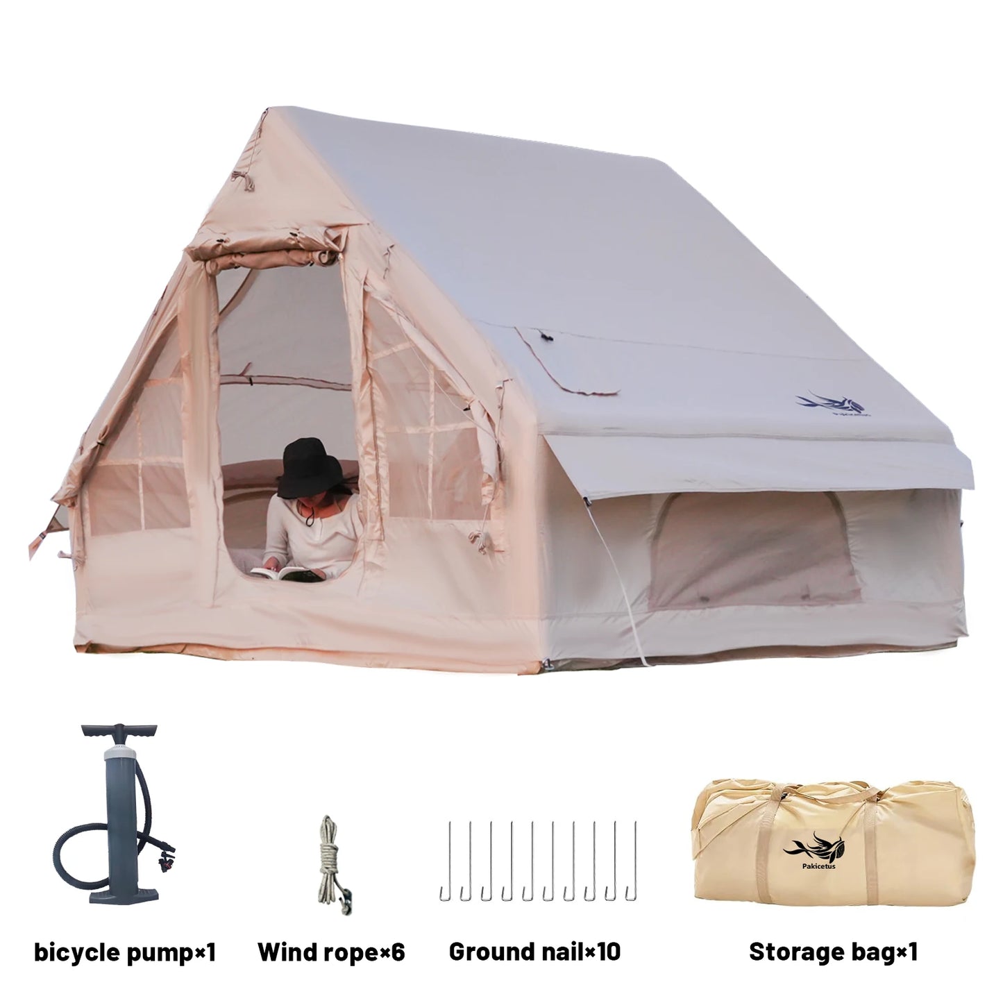 Pakicetus Inflatable Camping Tent Quick Setup Air Frame