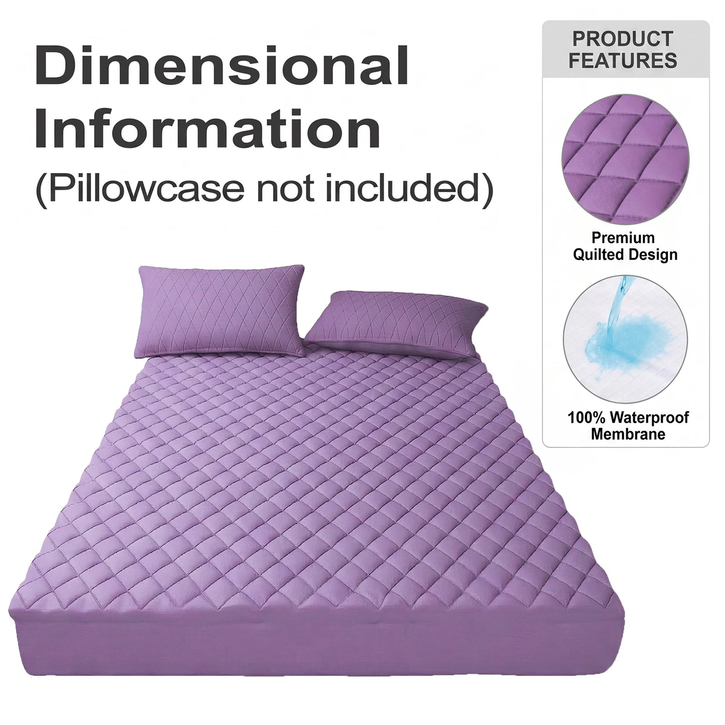 Waterproof Mattress Protector, Skin Friendly Quilted Cover With Deep Pocket