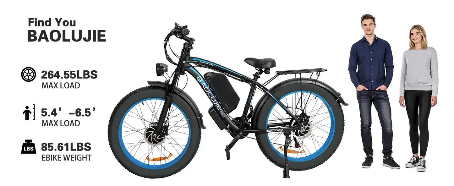 BAOLUJIE Electric Bike 1500W Peak Power E Bike for Adults