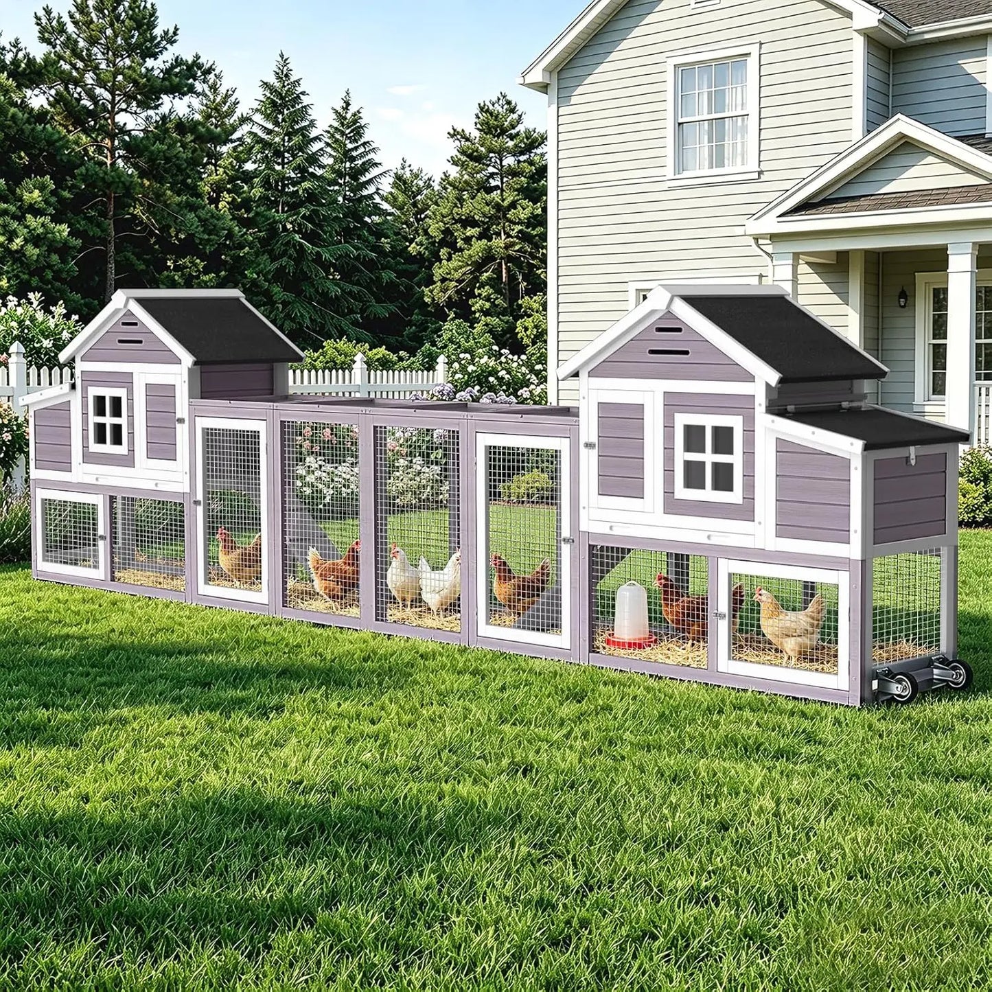 Mobile Chicken Coop With Run And Wheels Weatherproof Roof