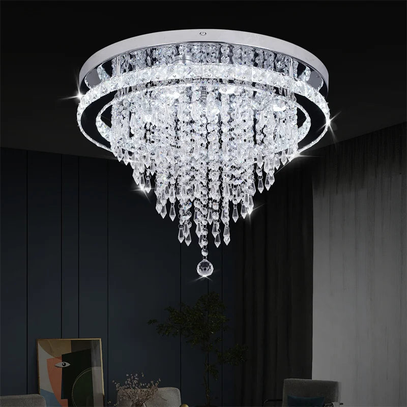 GreeLustr Modern Minimalist Dimmable LED Crystal Chandelier With Remote
