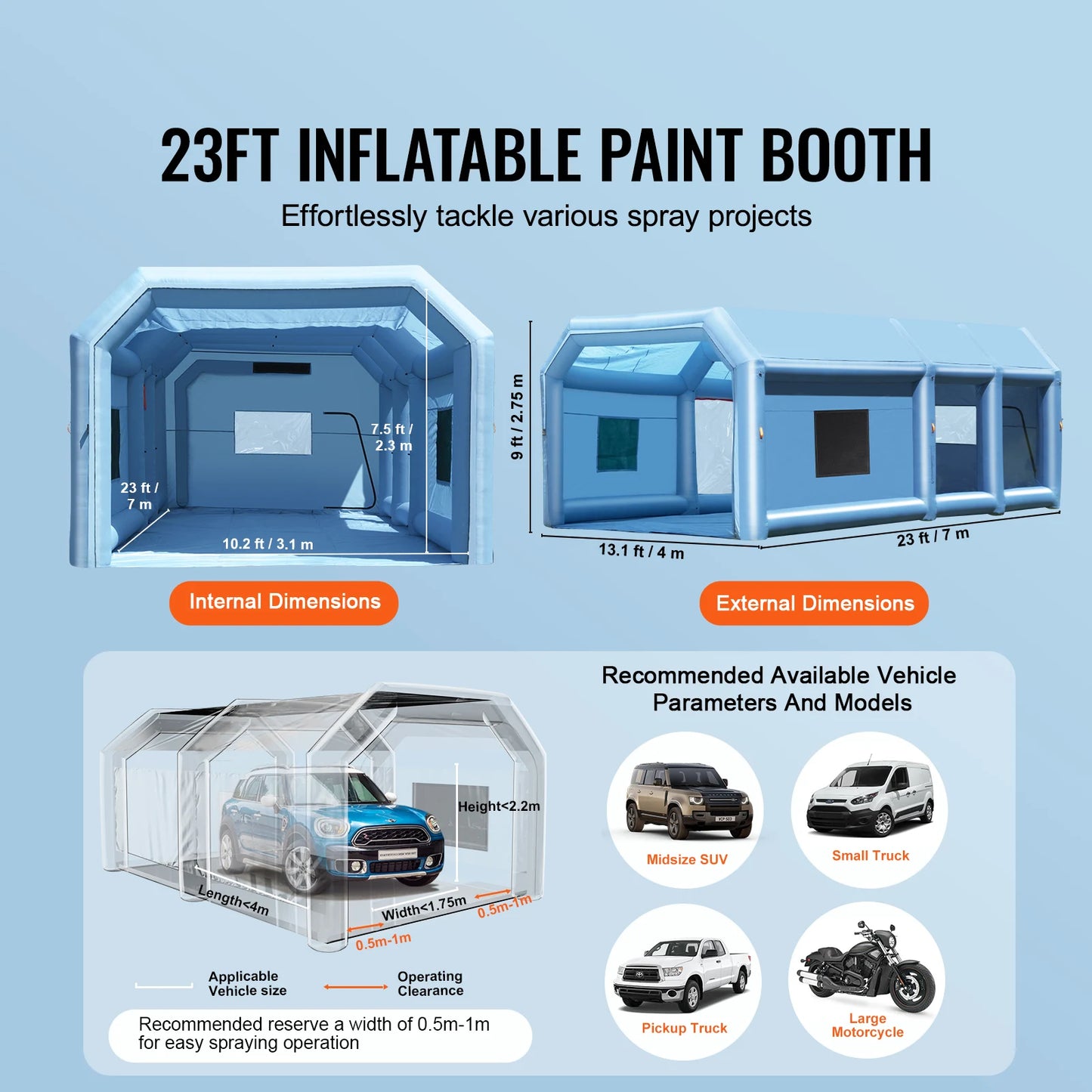 SucceBuy Inflatable Paint Booth With Powerful Blowers And Air Filter