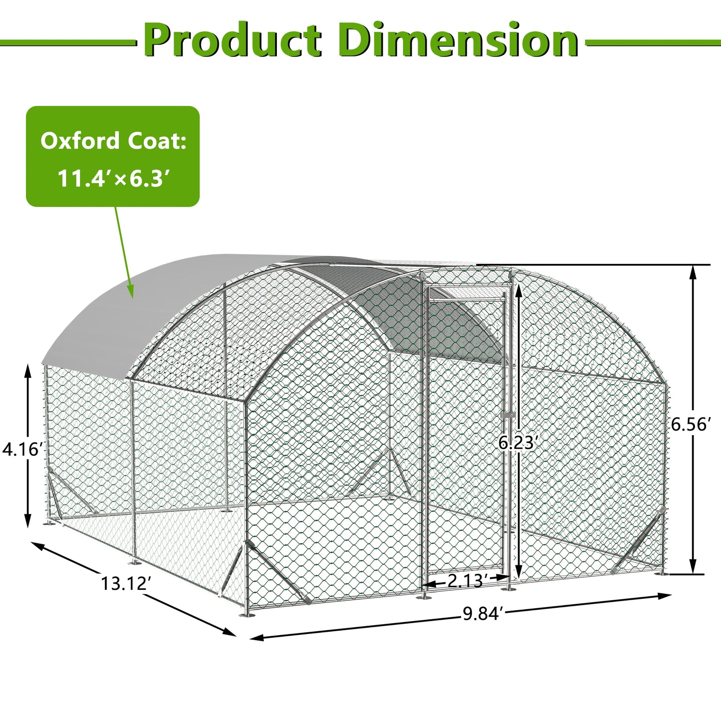 Iron Chicken Coop With Metal Run And Waterproof UV Cover