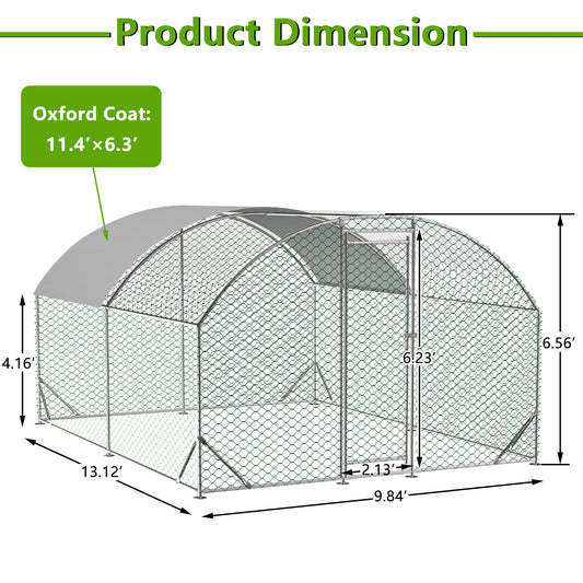 Iron Chicken Coop With Metal Run And Waterproof UV Cover