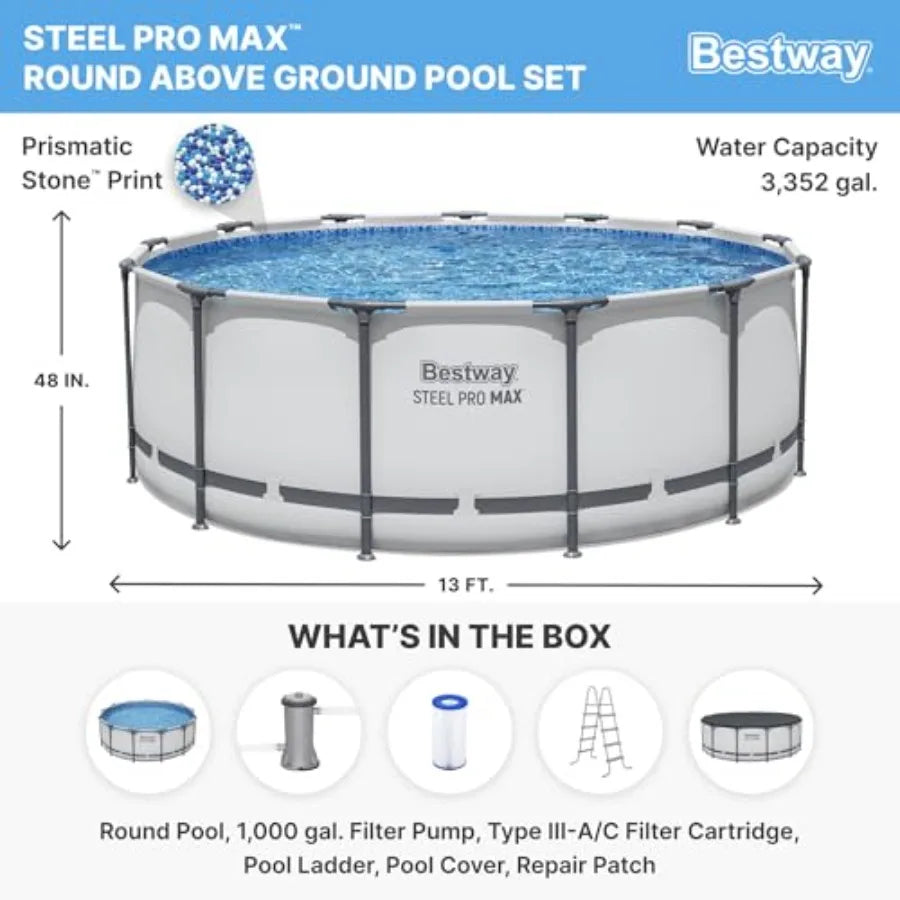 Steel Pro MAX Above Ground Pool With Pump Ladder Cover