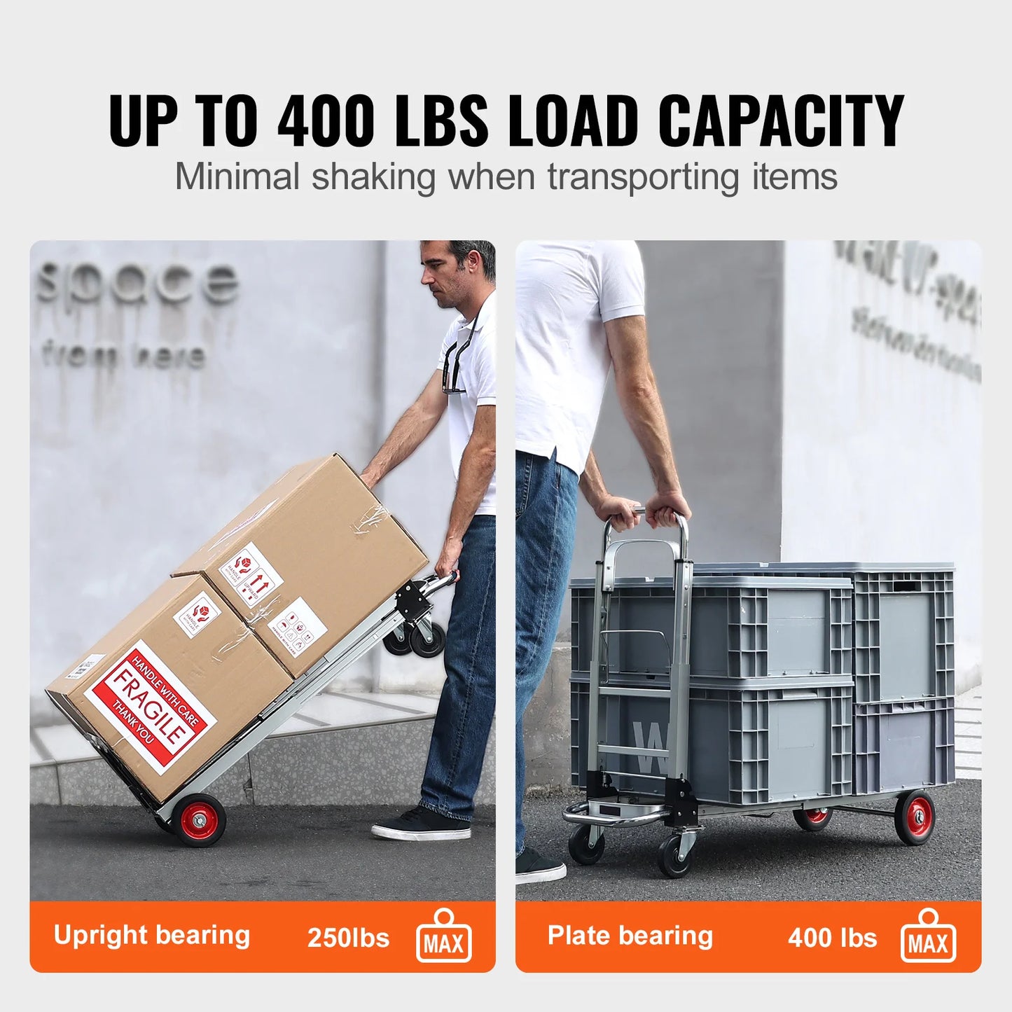 SucceBuy 400 Lb Folding Hand Truck Dolly With Wheels