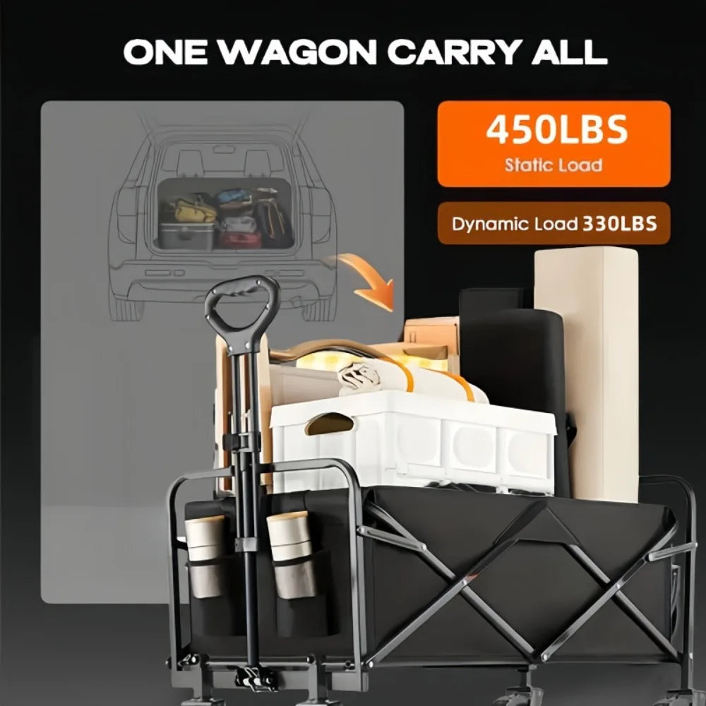 Foldable Wagon Heavy Duty Utility Cart With Side Pockets
