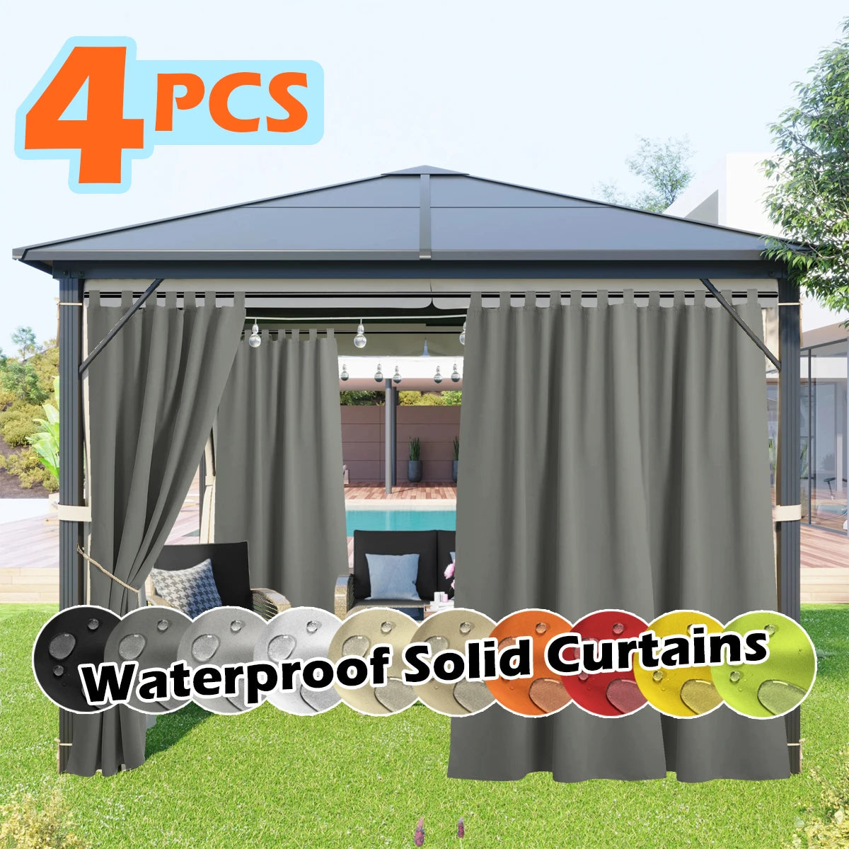 SABALANICA 4 Panels Outdoor Curtains Waterproof UV Resistant