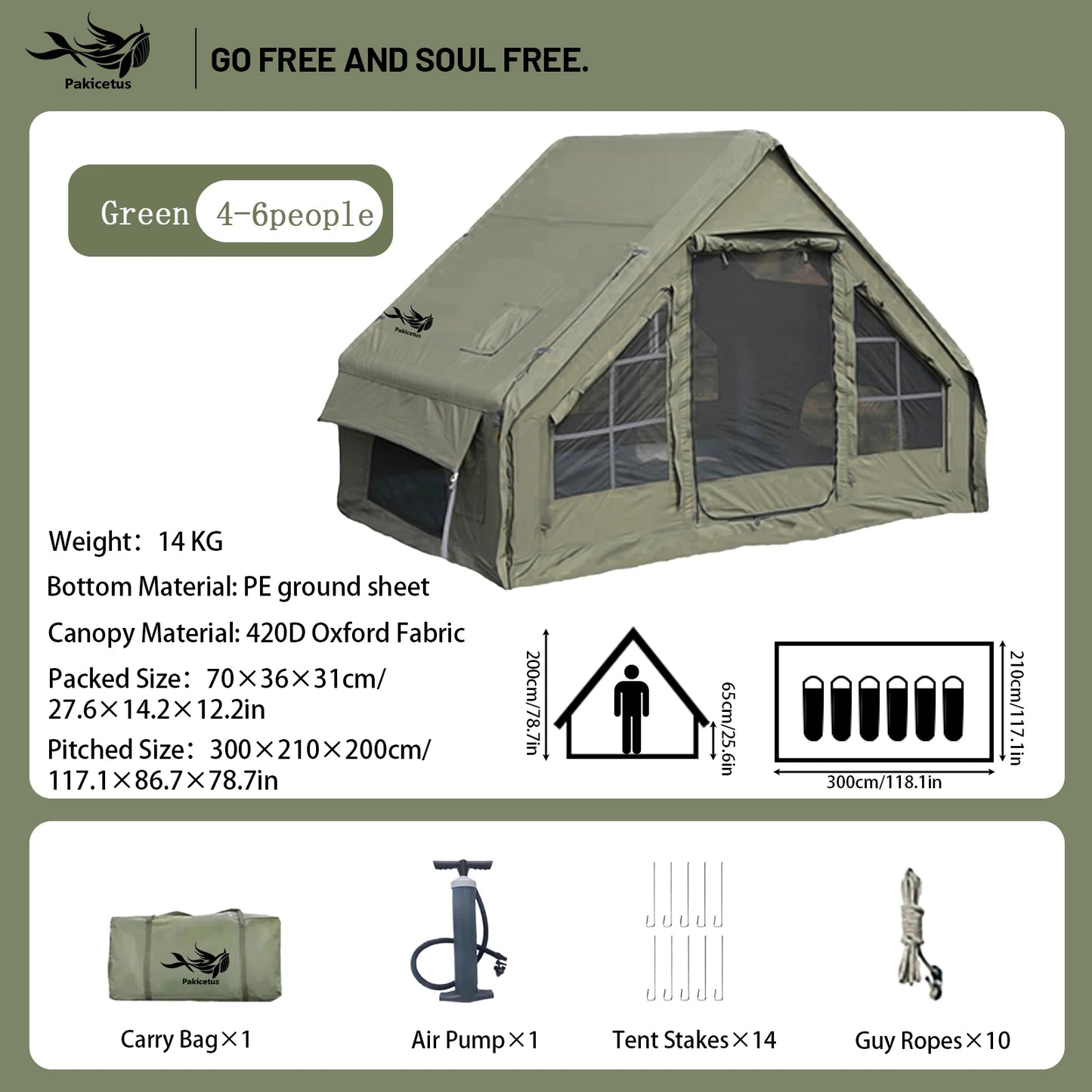 Inflatable Quick Setup Camping Tent Waterproof Family Portable Air Tent