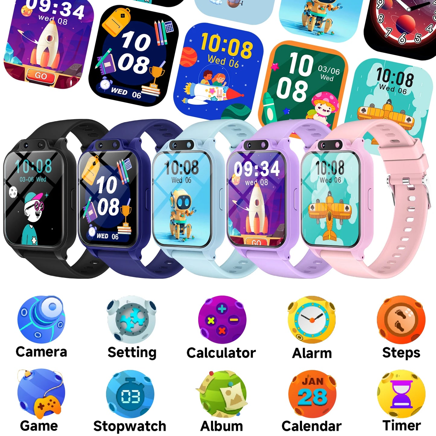 SIMSONLAB Kids Smartwatch With HD Camera Stopwatch And 18 Games