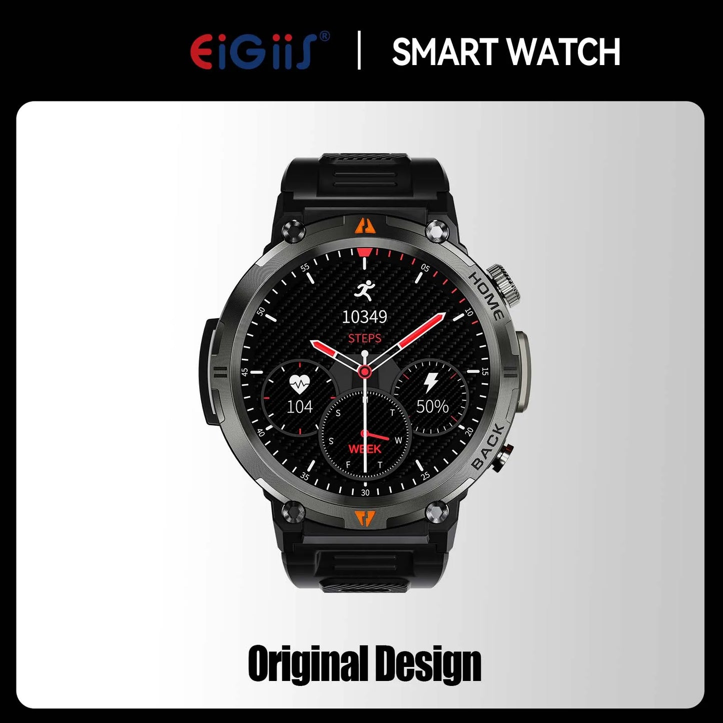 EIGIIS KE3 Smart Watch 3ATM Waterproof Health Monitor with Bluetooth