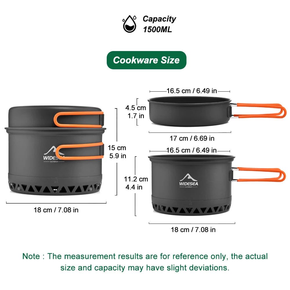 Widesea Outdoor Camping Cookware Set Pots Kettle Cups Utensils