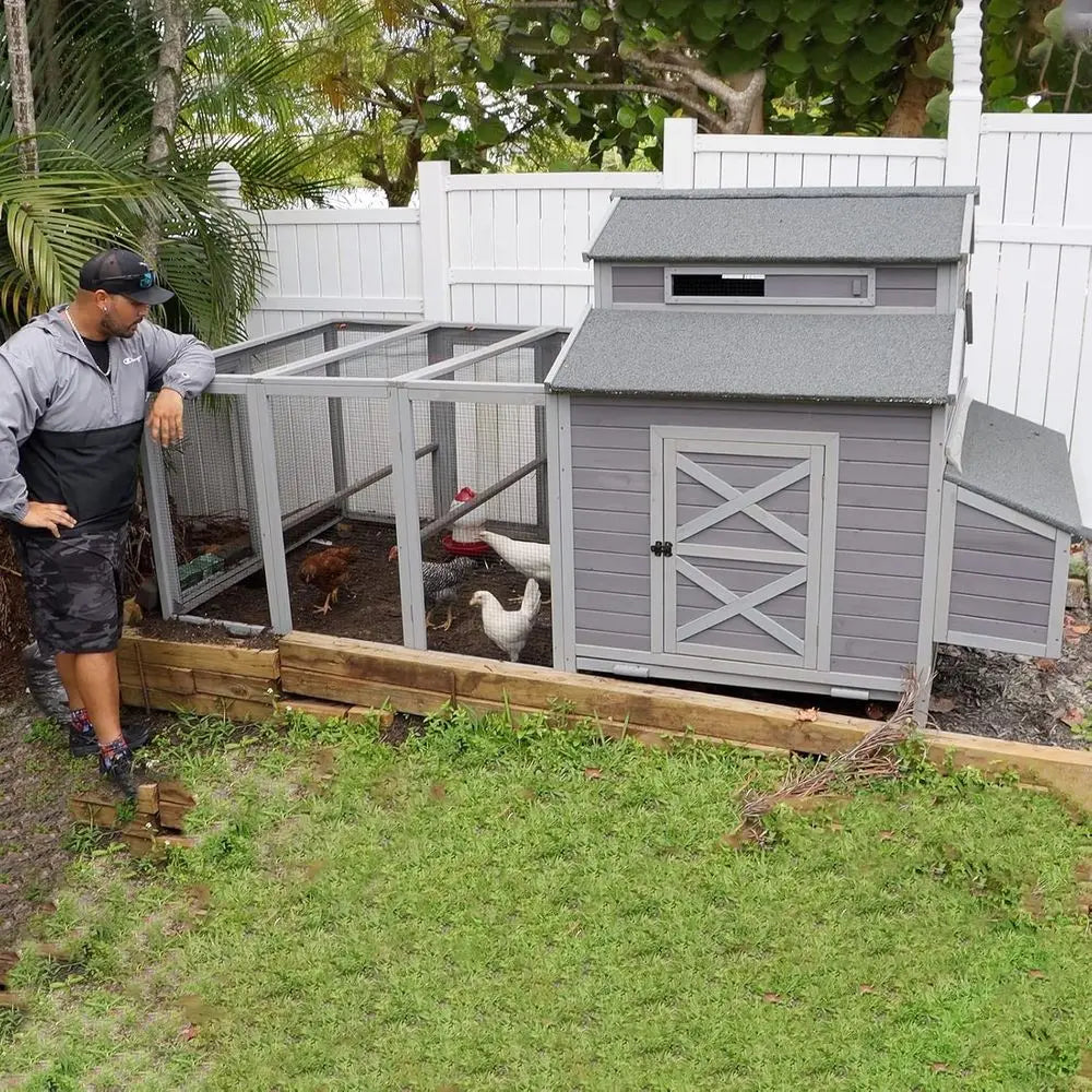 Wooden Chicken Coop With Run And Nesting, Durable Outdoor Shelter