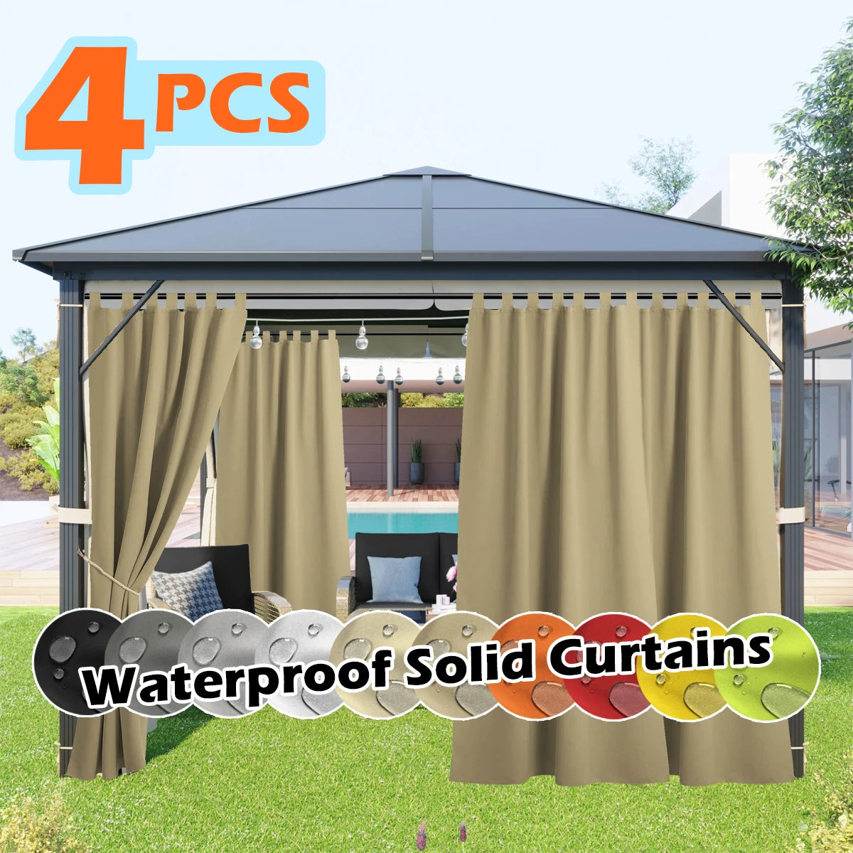 SABALANICA 4 Panels Outdoor Curtains Waterproof UV Resistant
