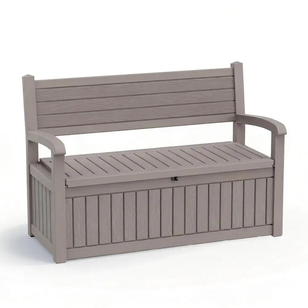 Outdoor Storage Bench Resin Deck Box With Lockable Lid