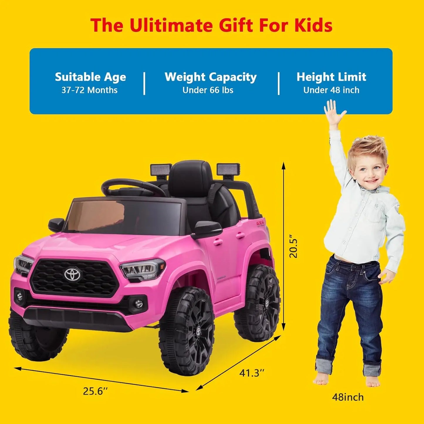 HiMISS 12V Kids Ride On Car With Remote And LEDHeadlights