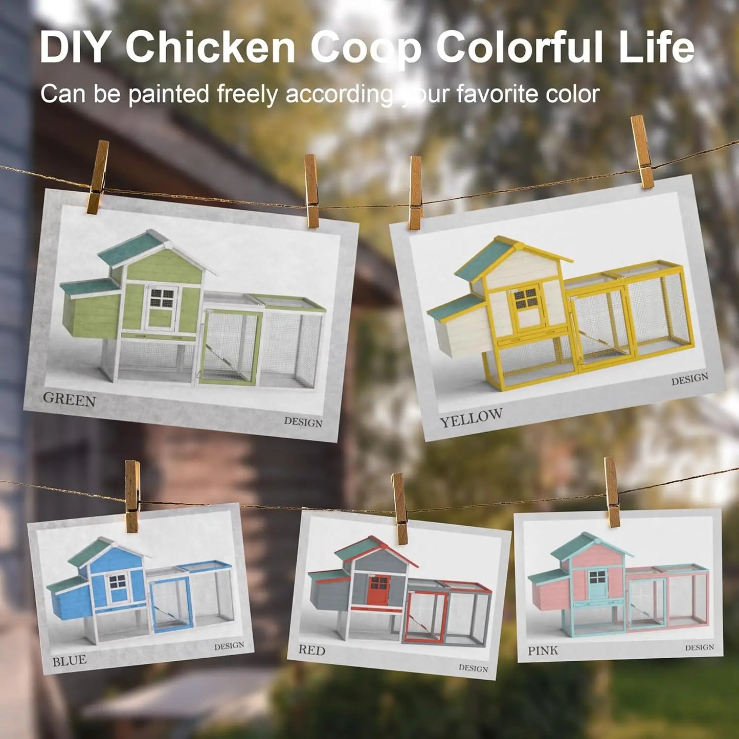 Outdoor Wooden Chicken Coop With Waterproof Roof And Ramp