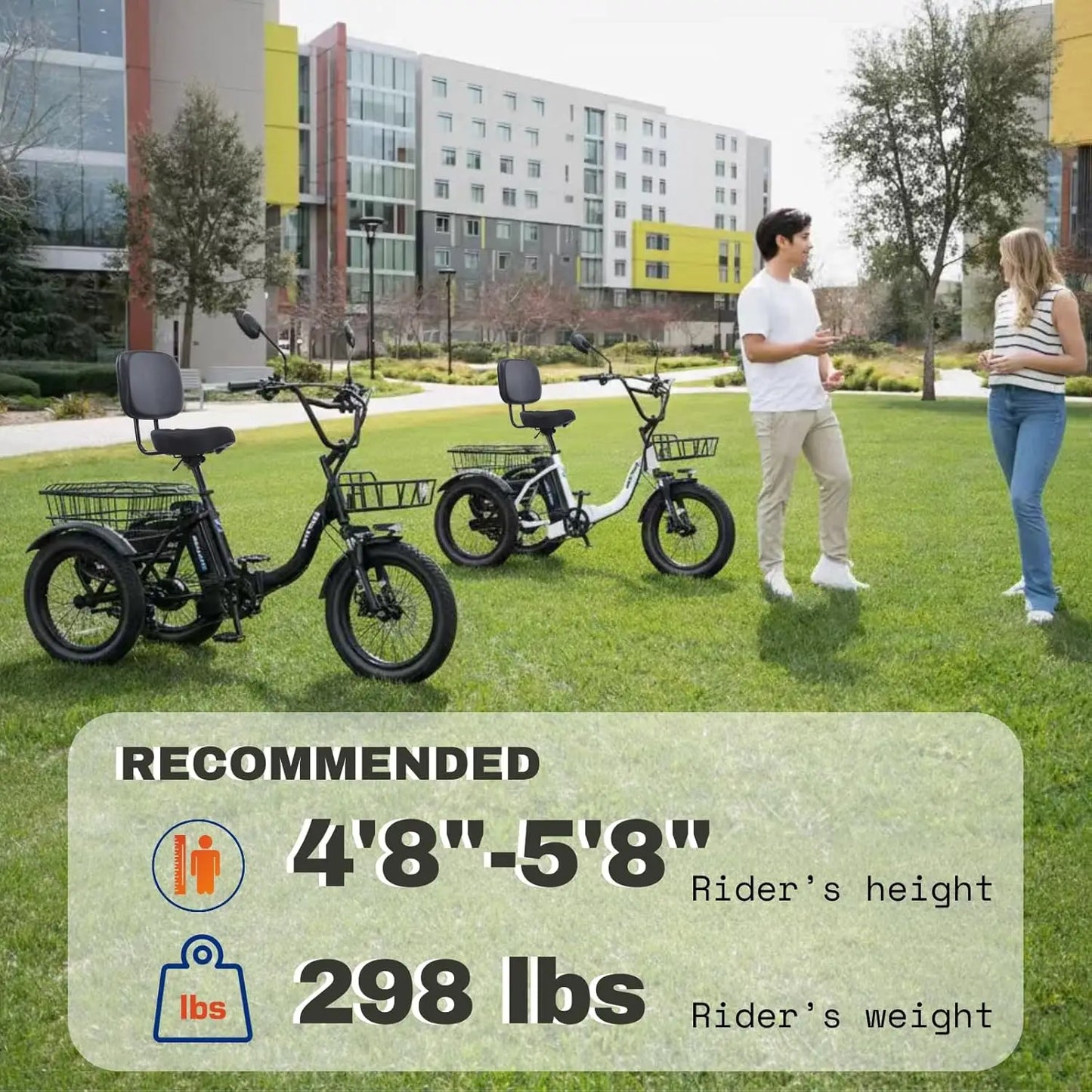 Premium Adult Fat Tire Folding Electric Tricycle Adjustable Handlebars