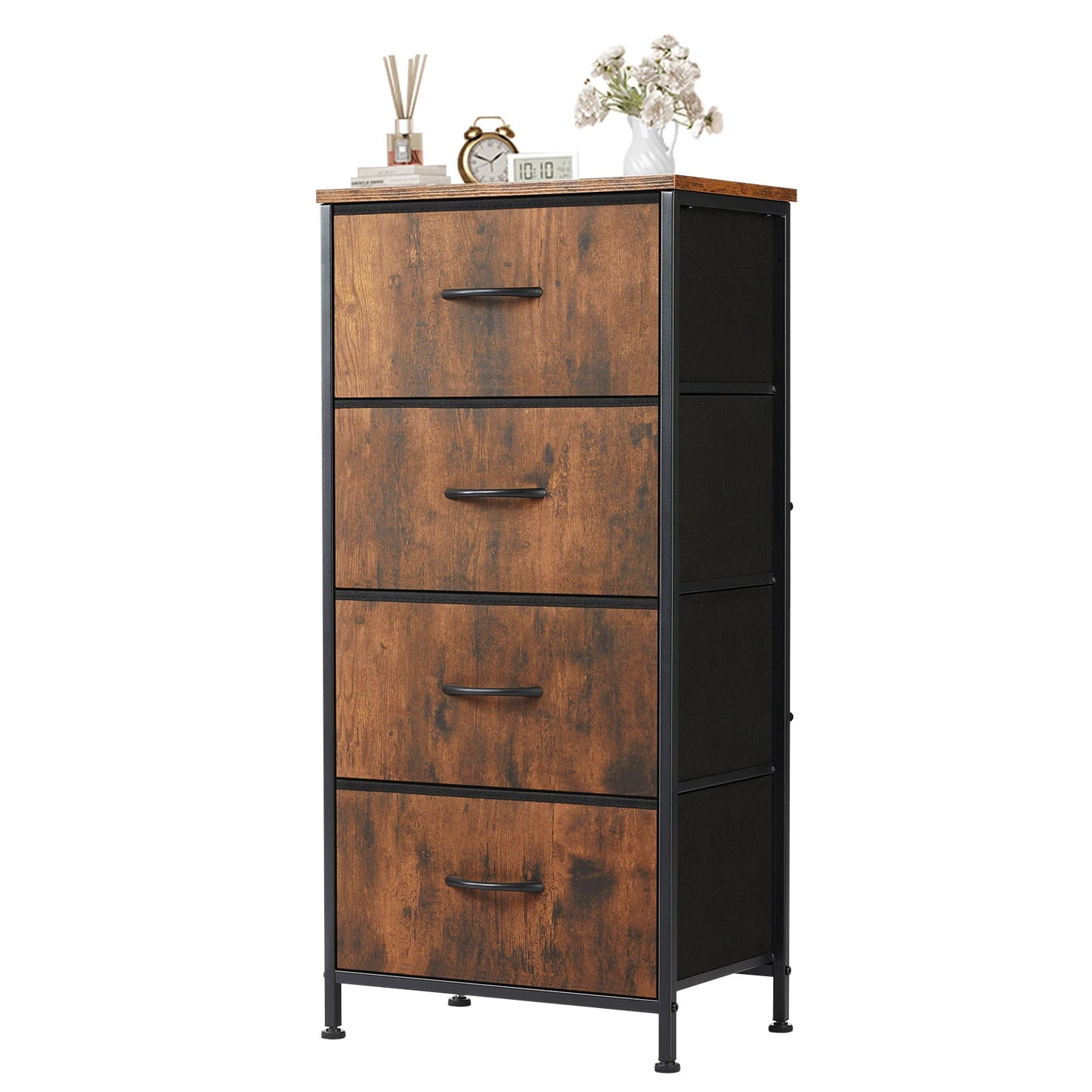 JHK Four Drawer Fabric Cabinets Living Room With Metal Frame