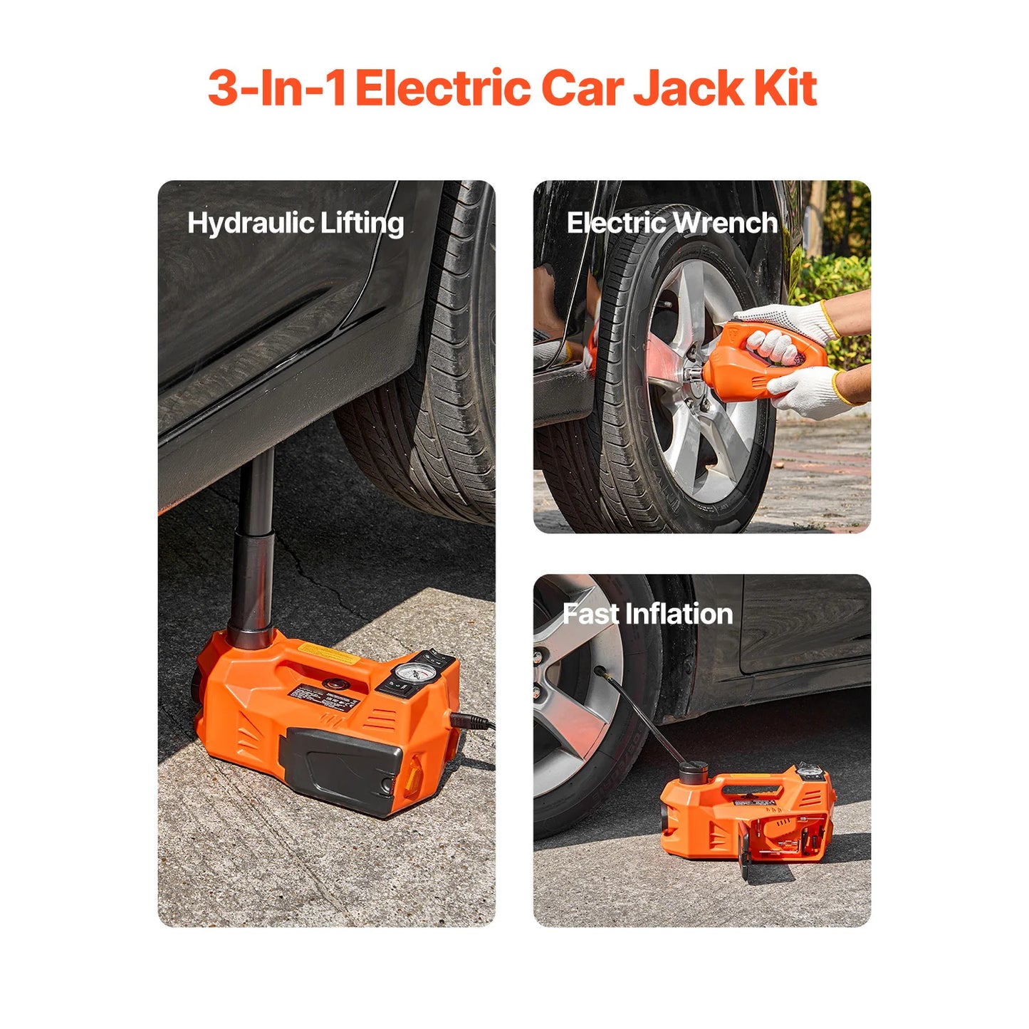 Succebuy 5T Electric Car Jack With Built In Inflator LED