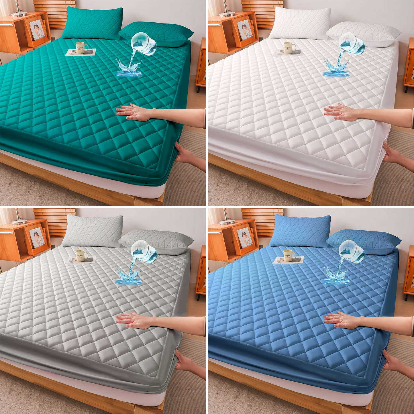 Waterproof Mattress Protector, Skin Friendly Quilted Cover With Deep Pocket