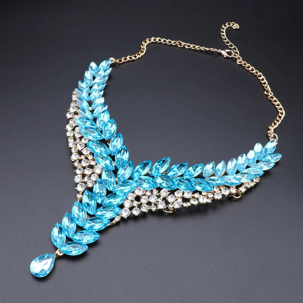 Austrian Crystal Bridal Necklace And Earring Jewelry Set