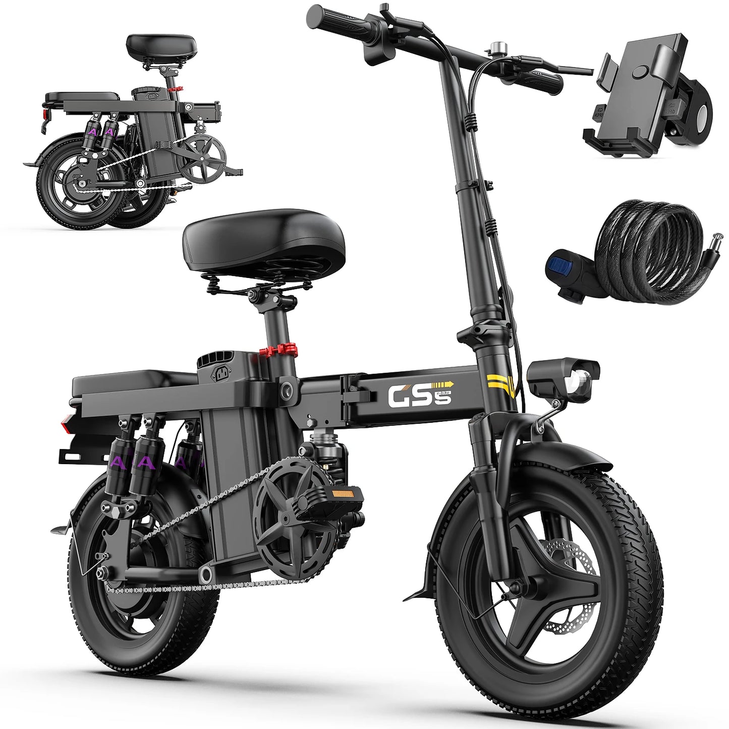 Foldable Electric Bicycle For Adults, 500W Motor, 48V Battery, 8 Shock Absorbers