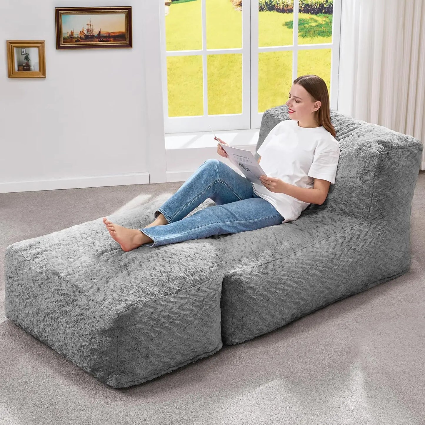 Bean Bag Lounger Chair With Memory Foam