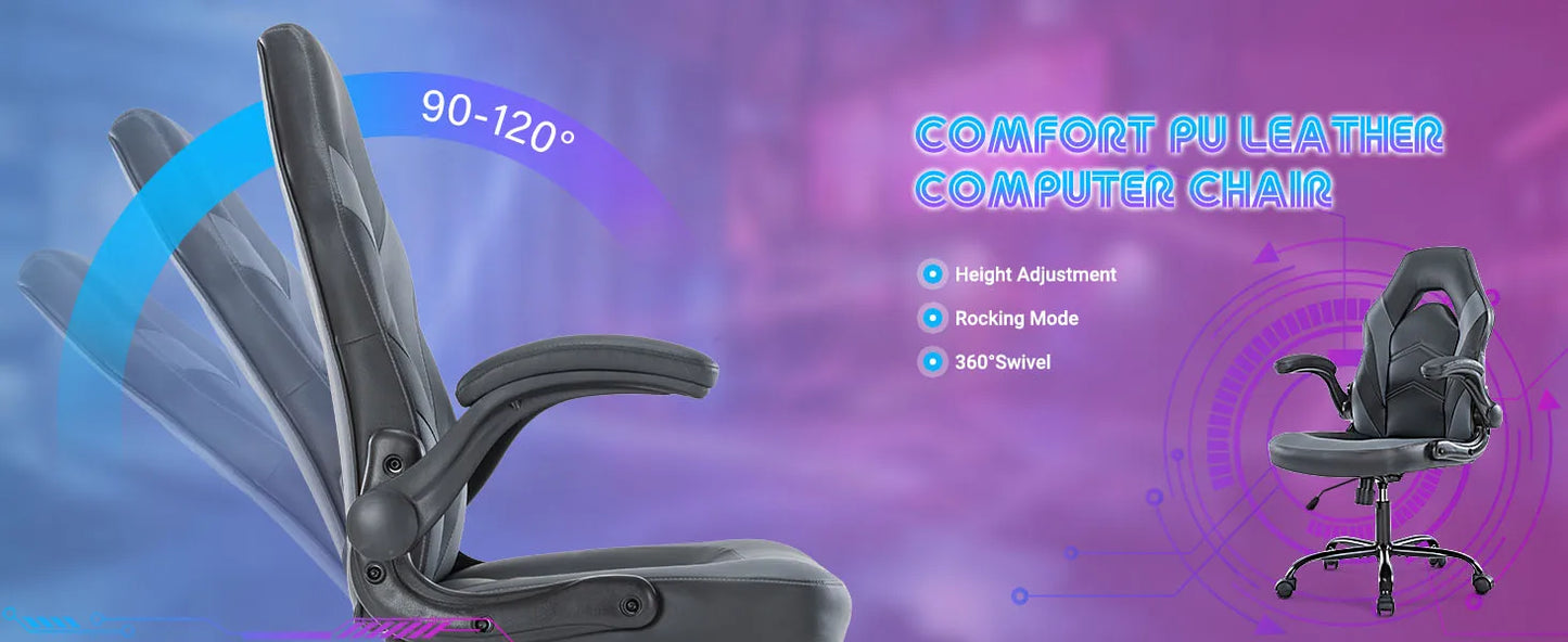 JHK Ergonomic Office Gaming Chair Adjustable PU Leather Racing Chair