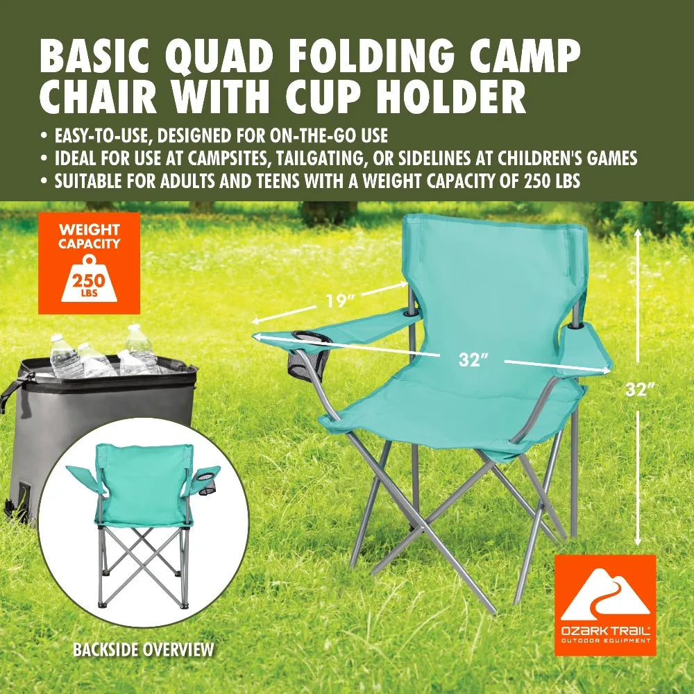 Ozark Trail Quad Folding Outdoor Camp Chair With Cup Holder