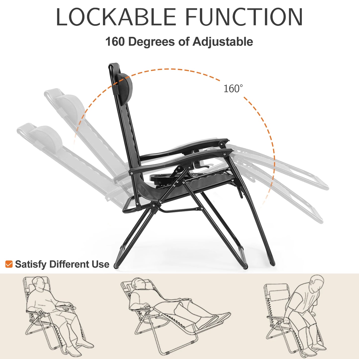 JHK Zero Gravity Two Pack Portable Recliners for Outdoor Patio