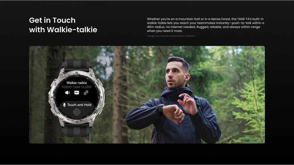 KOSPET Tank T4 Smartwatch For Men GPS Offline Maps 10ATM