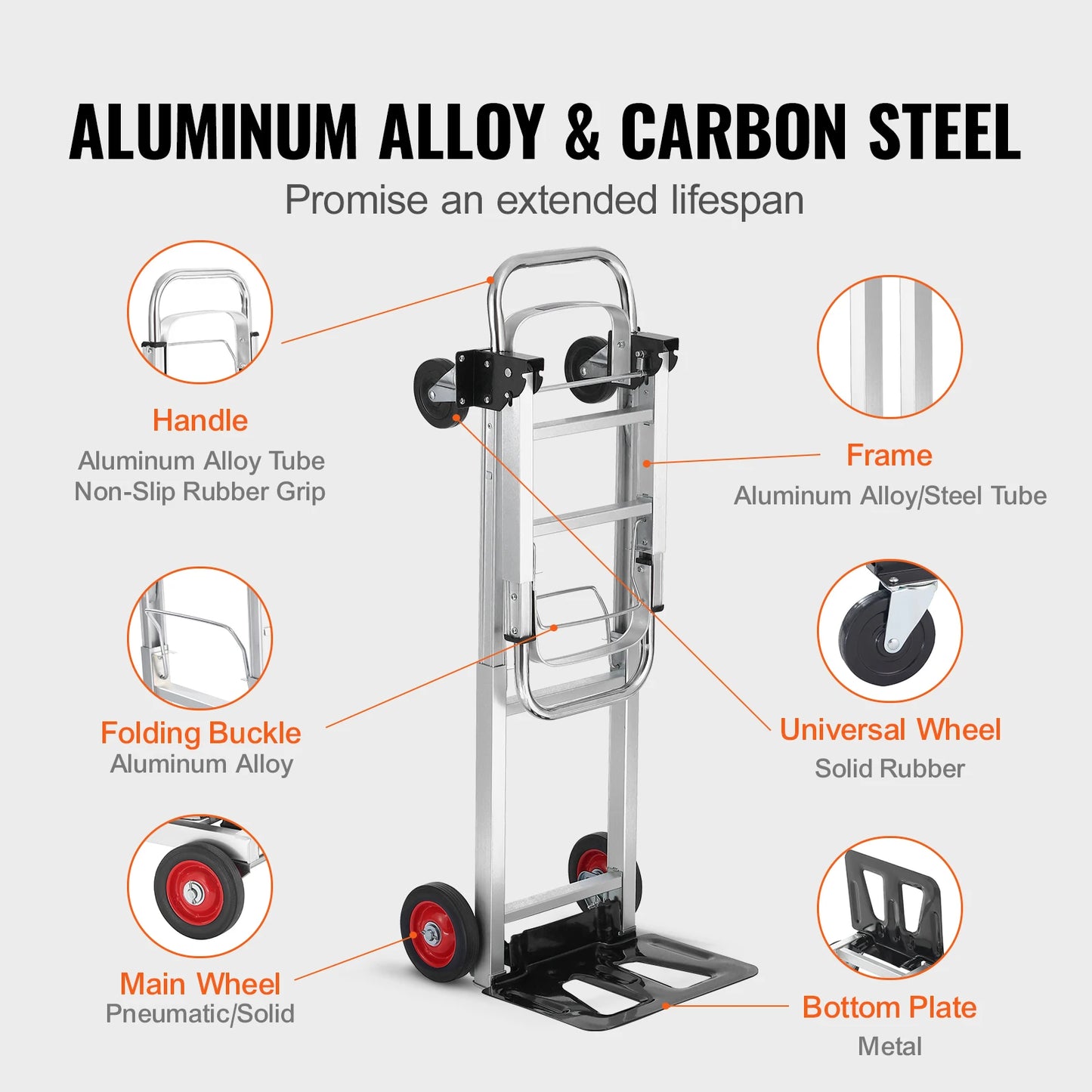 SucceBuy 400 Lb Folding Hand Truck Dolly With Wheels