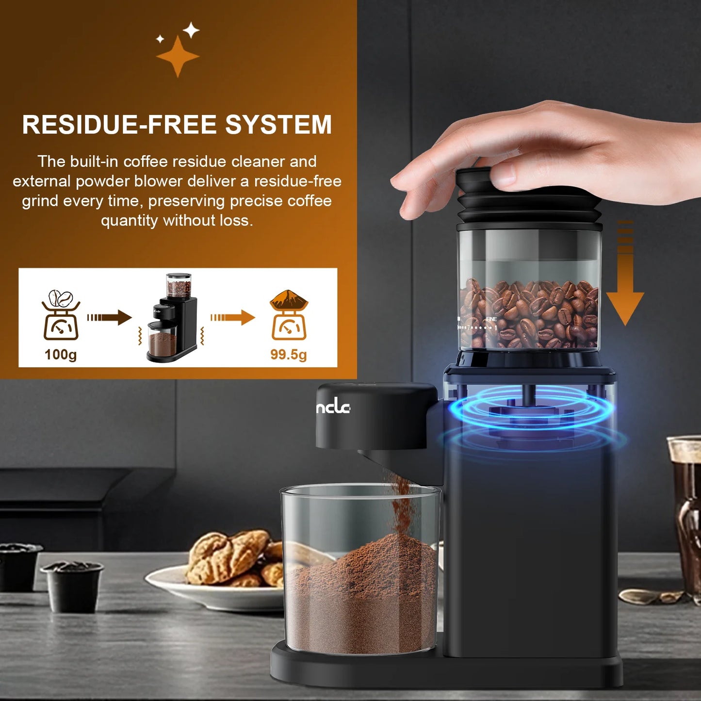 KIRAINAFLY Automatic Conical Burr Coffee Grinder With Touchscreen