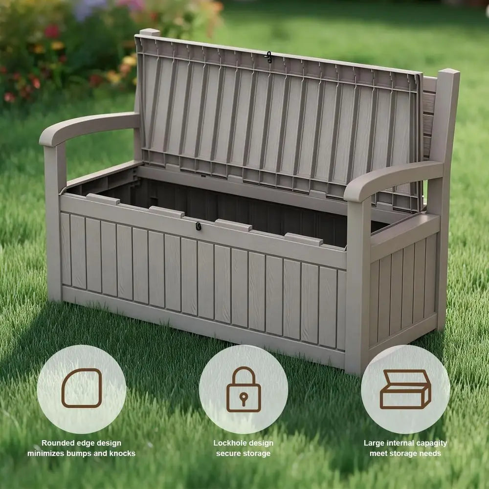 Outdoor Storage Bench Resin Deck Box With Lockable Lid